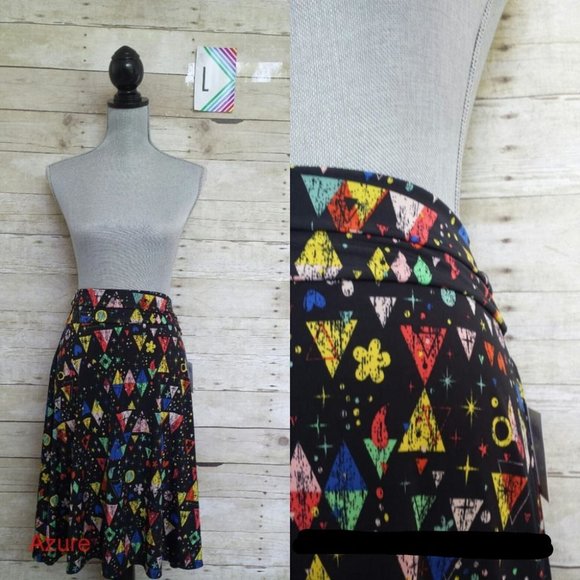LuLaRoe Azure Skirt (or top) 2XL - Multicolor Fun Print on Black Background - Picture 1 of 1